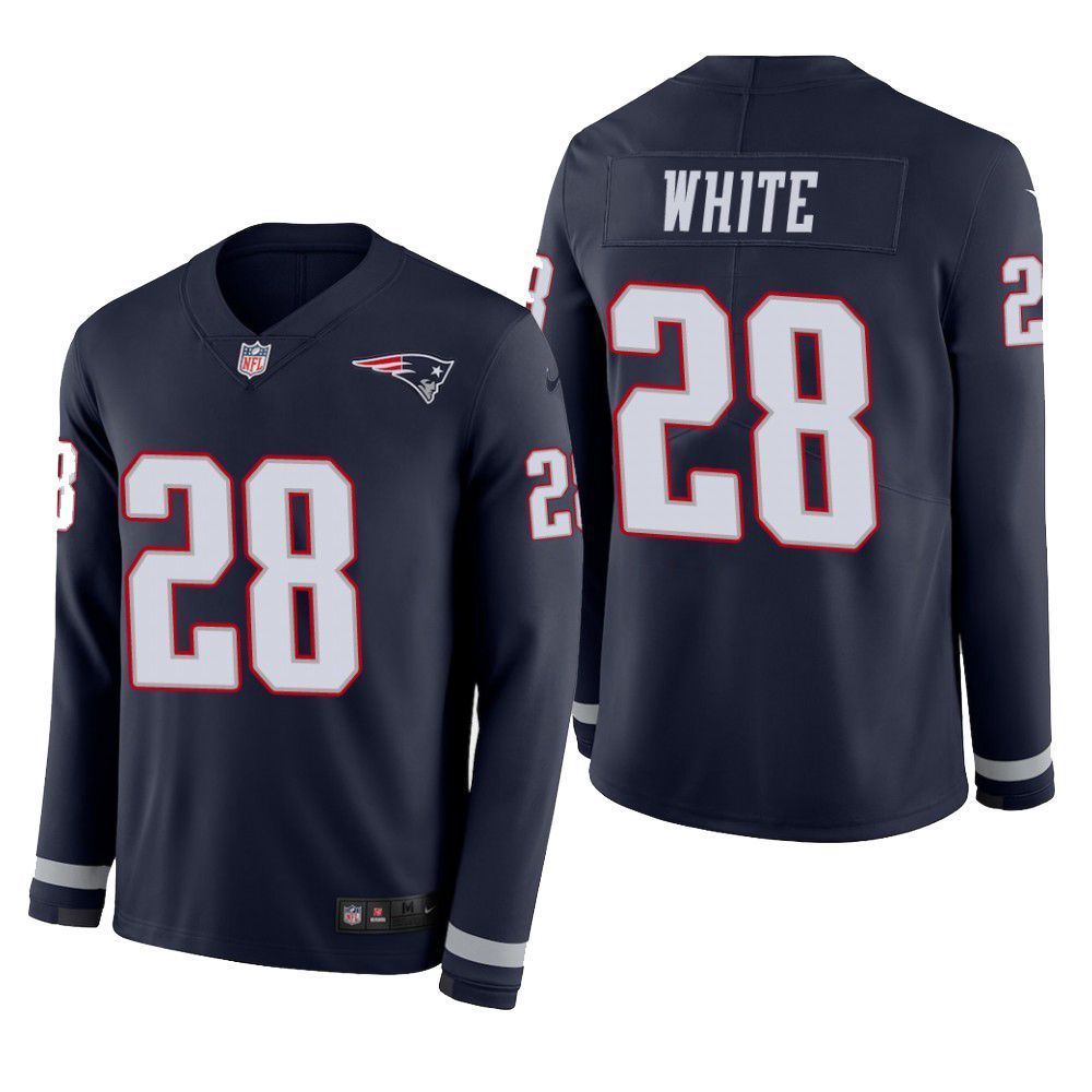 New England Patriots James White Therma Long Sleeve Mens Jersey Navy