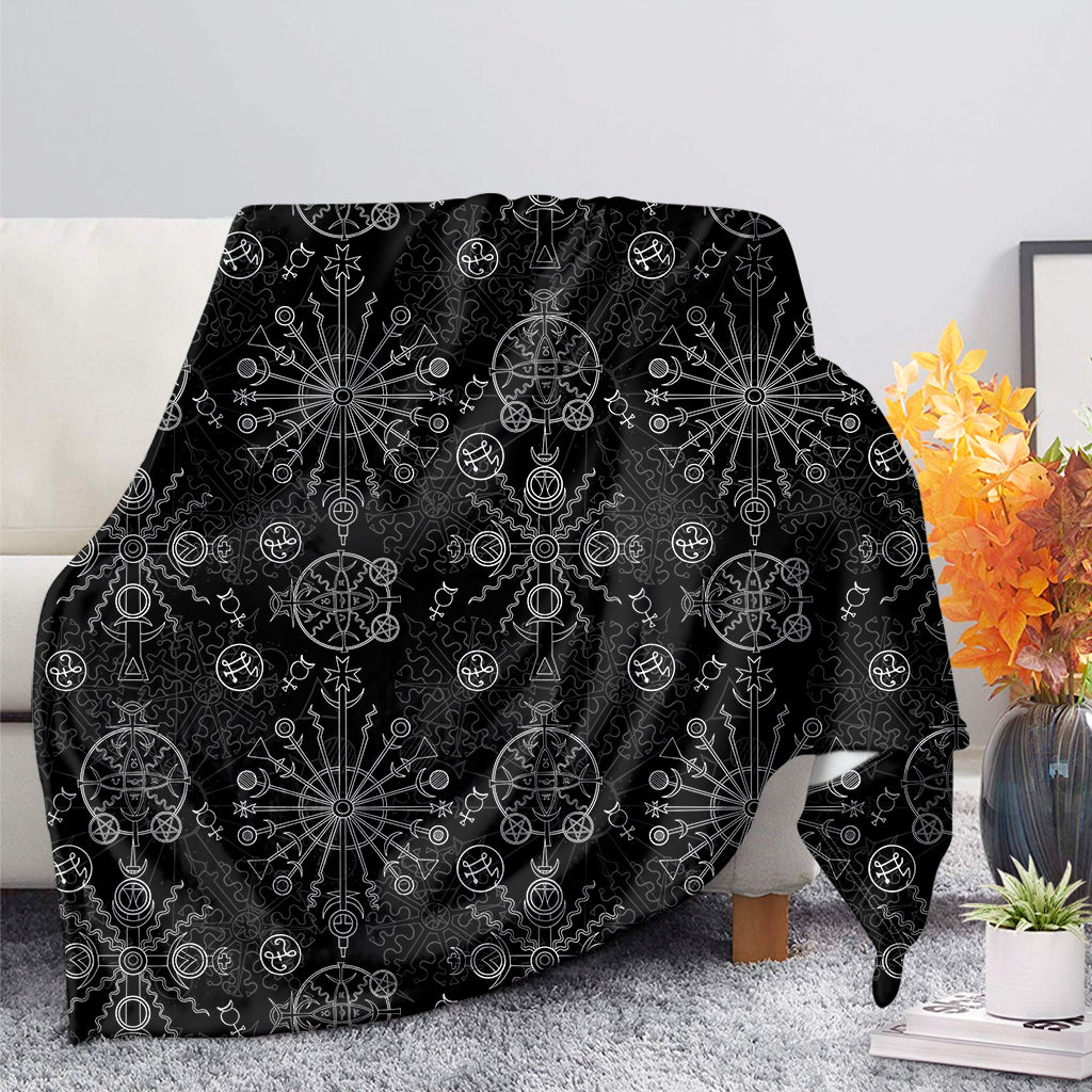 Black And White Wiccan Mystic Print Blanket