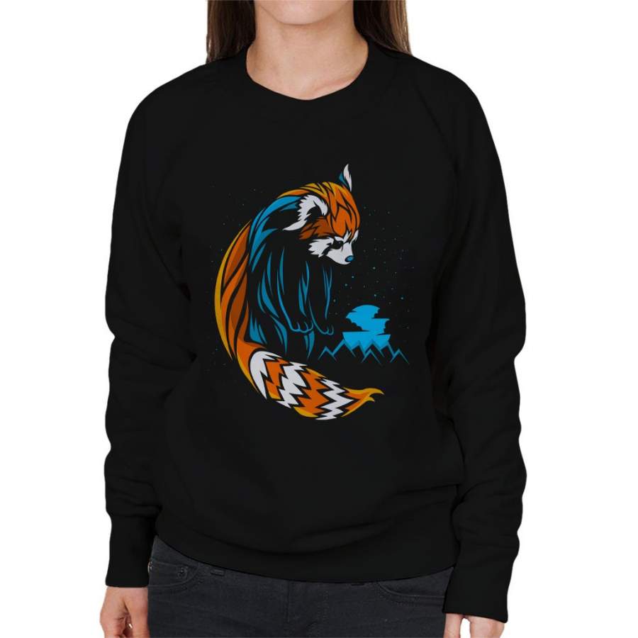 Red Panda Lines Blue Women’s Sweatshirt