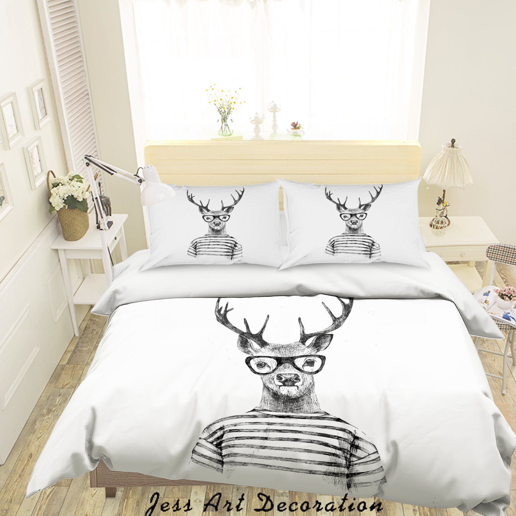 3D Cartoon Animal Deer Quilt Cover Set Bedding Set Duvet Cover Pillowcases A022 Lqh