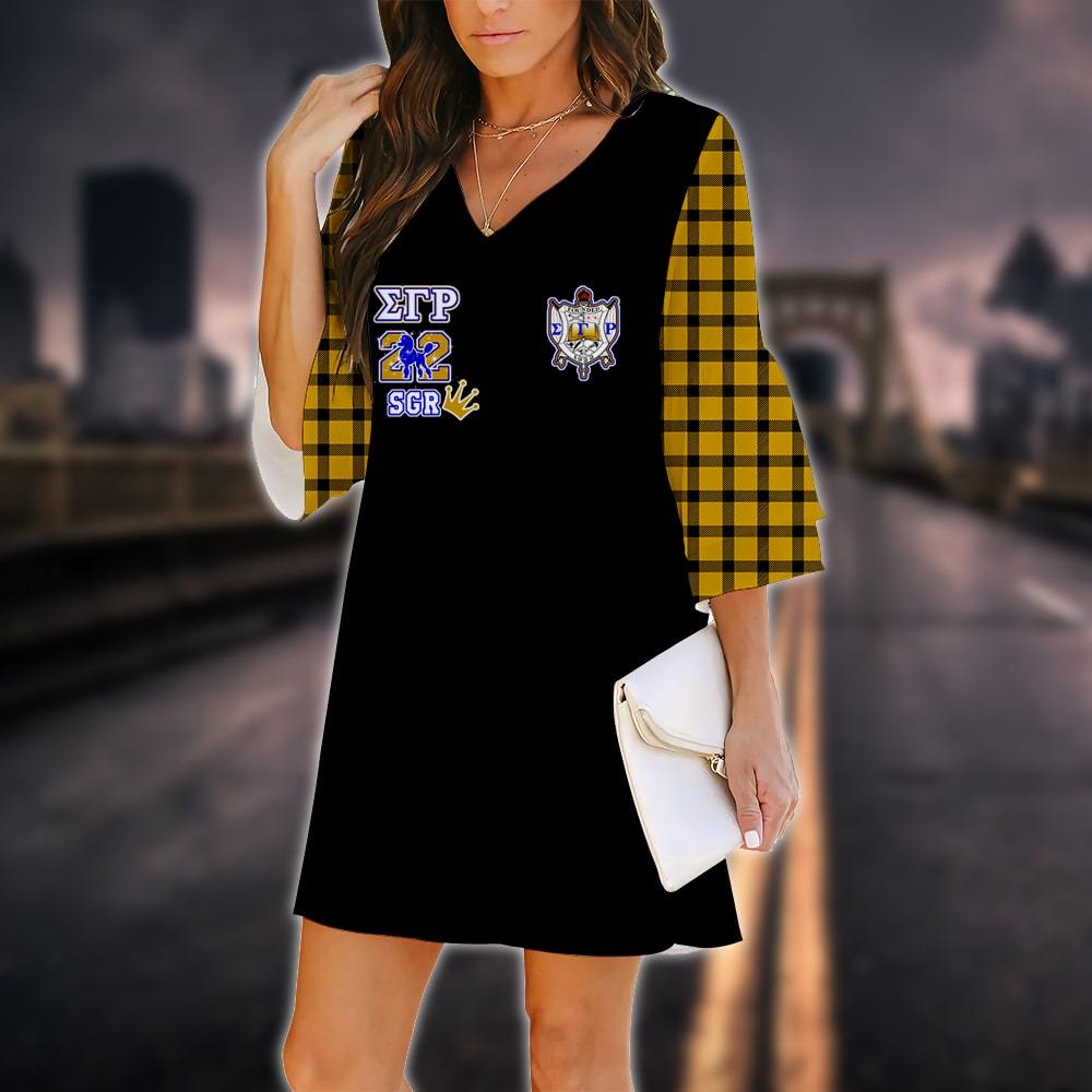 Sigma Gamma Rho 3D Printed V-neck Dress 11