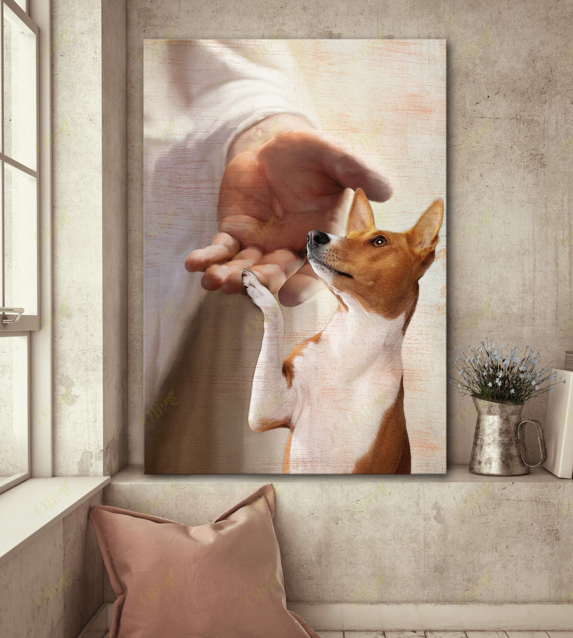 Basenji – Take My Hand Special Canvas Wall Art Home Decor