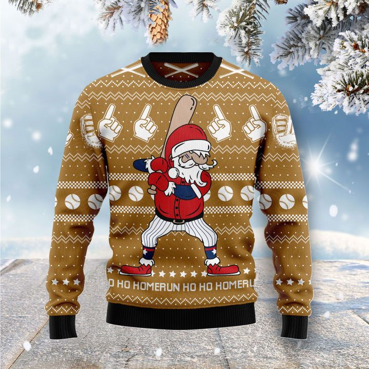 Baseball Ho Ho Homerun  Ugly Christmas Sweater | Unisex | Adult | Us1313