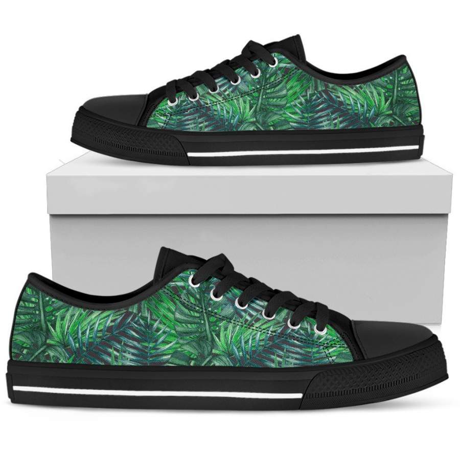 Watercolor Tropical Leaves Pattern Print Men’s Low Top Shoes