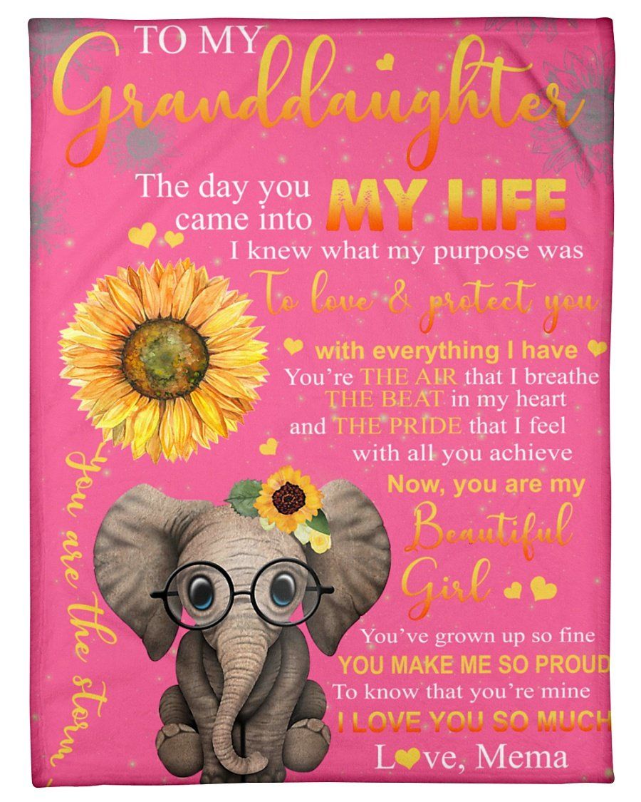 Mema Gift For Granddaughter Elephant Wear Glass You Make My So Proud Fleece Blanket