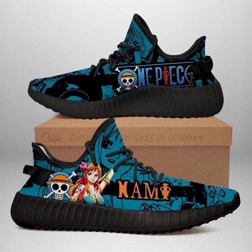 Best Nami Yz Sneakers One Piece Anime Shoes Yeezy Sneakers Shoes Black