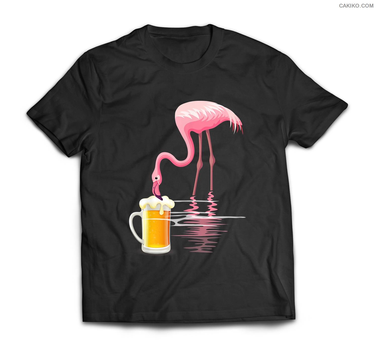 Womens Flamingo Drinking Beer Funny Pink Flamingo T-Shirt