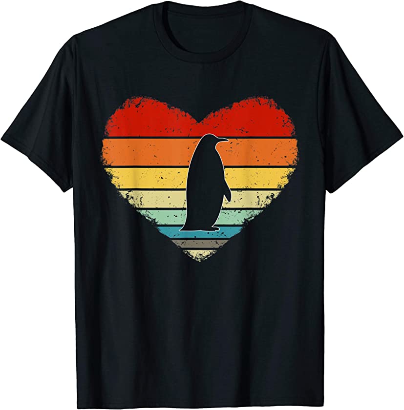 Vintage Heart Penguin Love Valentine’s Day Gifts For Him Her T-Shirt