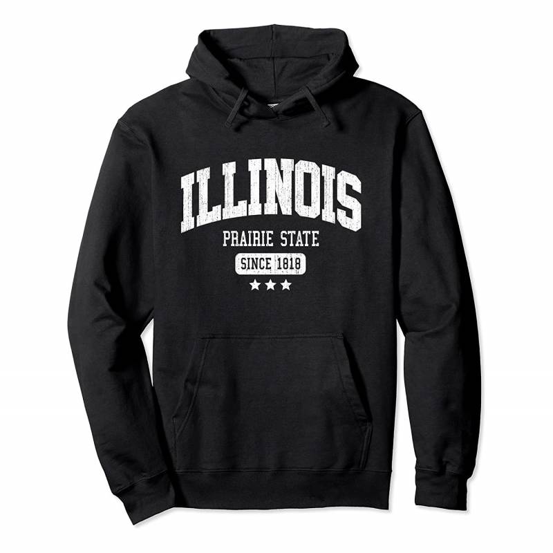 Vintage Illinois Prairie State Athletic White Rough Text Pullover Hoodie, T Shirt, Sweatshirt