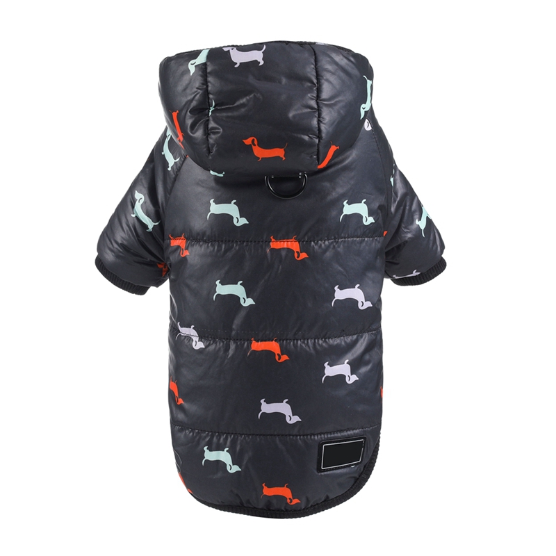 Printed Cotton Down Jacket Autumn Winter Clothes For Dogs Dachshund With Leash Ring Thicken Hoodie For Small Medium Dogs Puppy alx