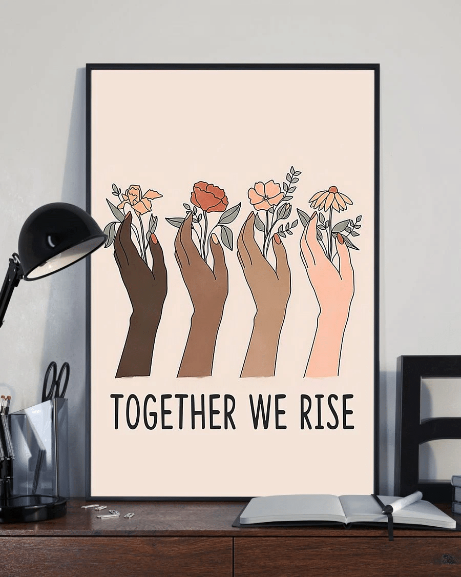 Melanin Hand Together We Rise Poster Canvas – Vintage Home Decor Wall Art Evg81536