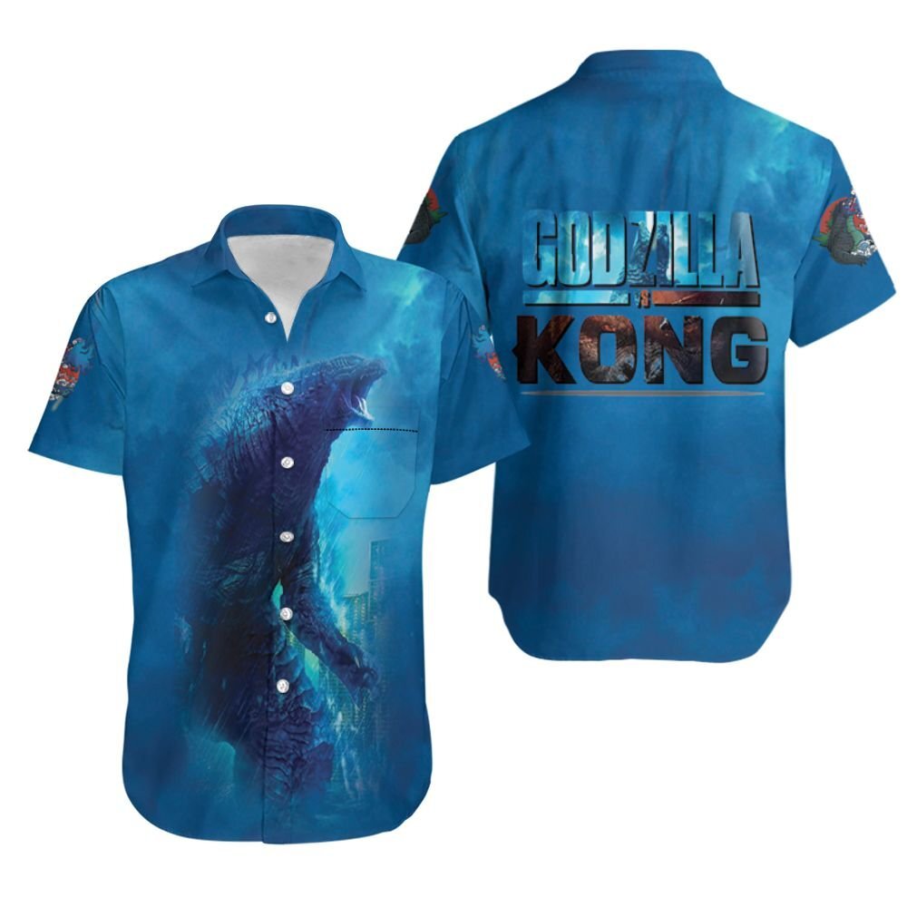 Godzilla Showing Up The Power In The City Godzilla Vs Kong Hawaiian Shirt Peckshirt