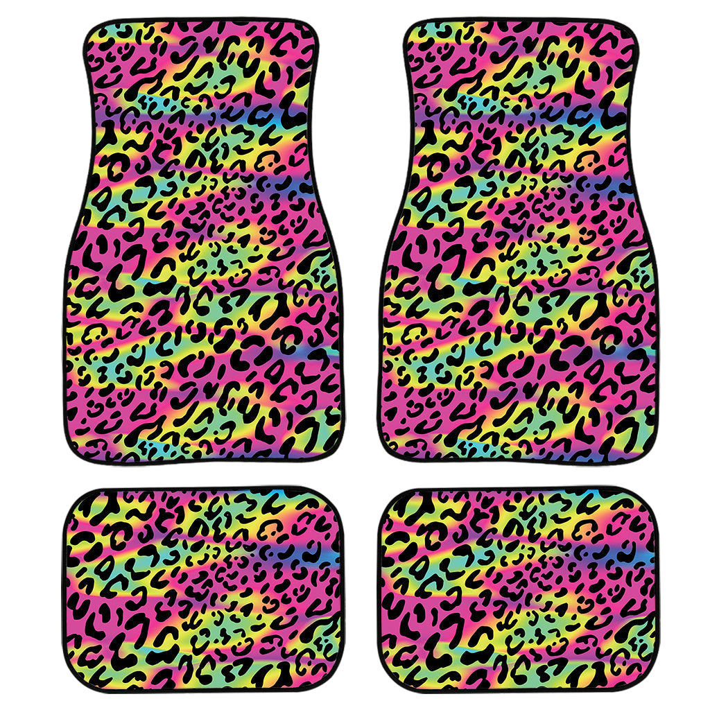 Trippy Psychedelic Leopard Print Front And Back Car Floor Mats, Front Car Mat