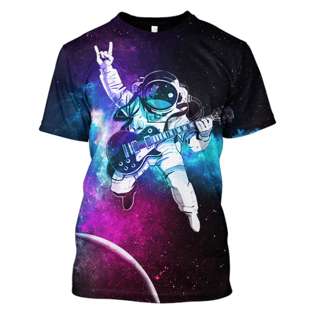 Flowermoonz Astronaut Plays Guitar In The Space Custom T-Shirt - Hoodies Apparel x TeeAndYou 