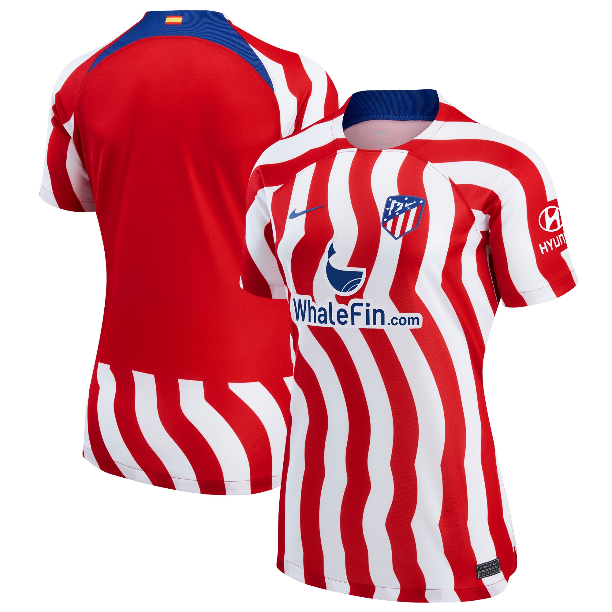 Atletico de Madrid Women's 2022/23 Home Breathe Stadium Replica Blank Jersey – Red/White