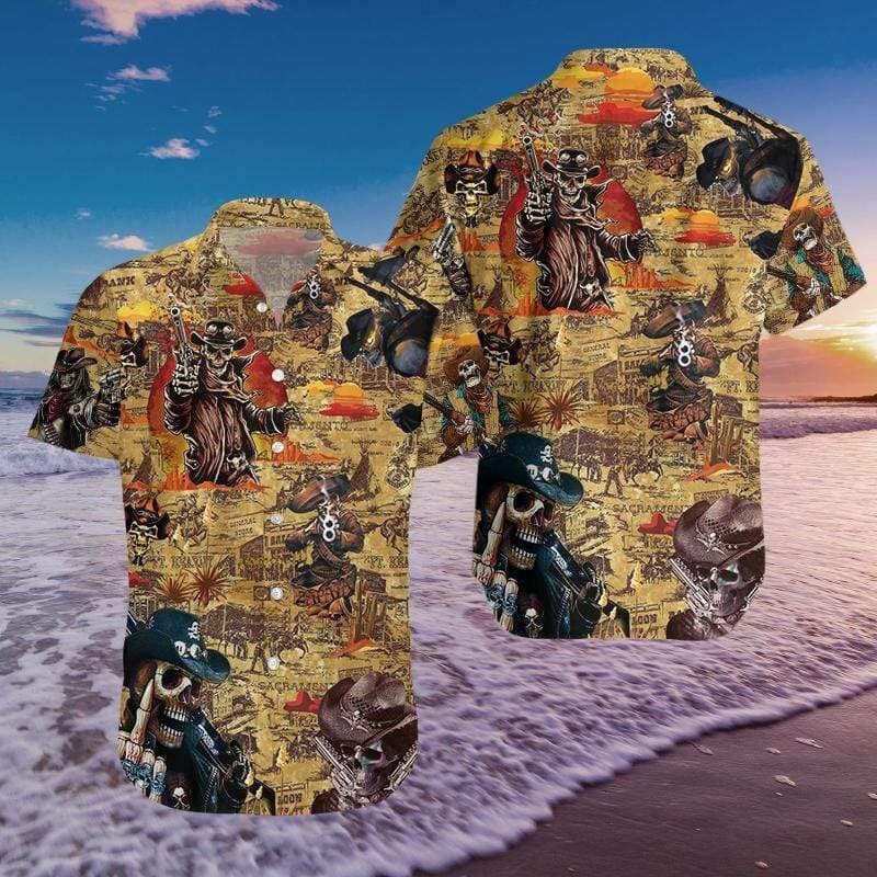 Beach Shirt Get Now Cowboy Skull Hawaiian Aloha Shirts 140121L