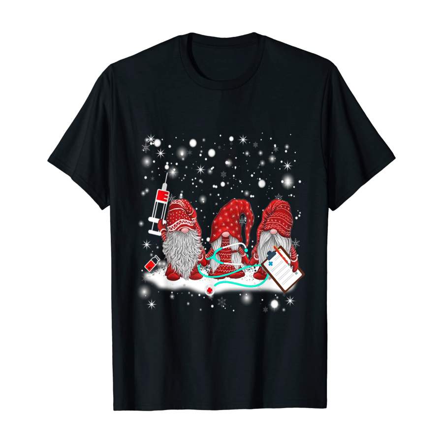 Funny Nurse Gnomes Santa Christmas Light Nursing Lover Gifts T-Shirt