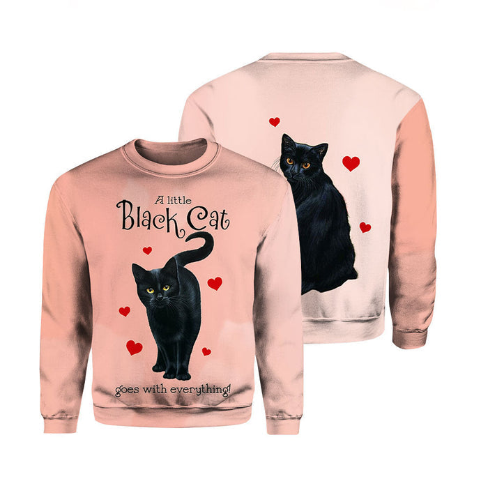 Black Cat Heart Crewneck Sweatshirt All Over Print Sweatshirt For Women Sweatshirt For Men