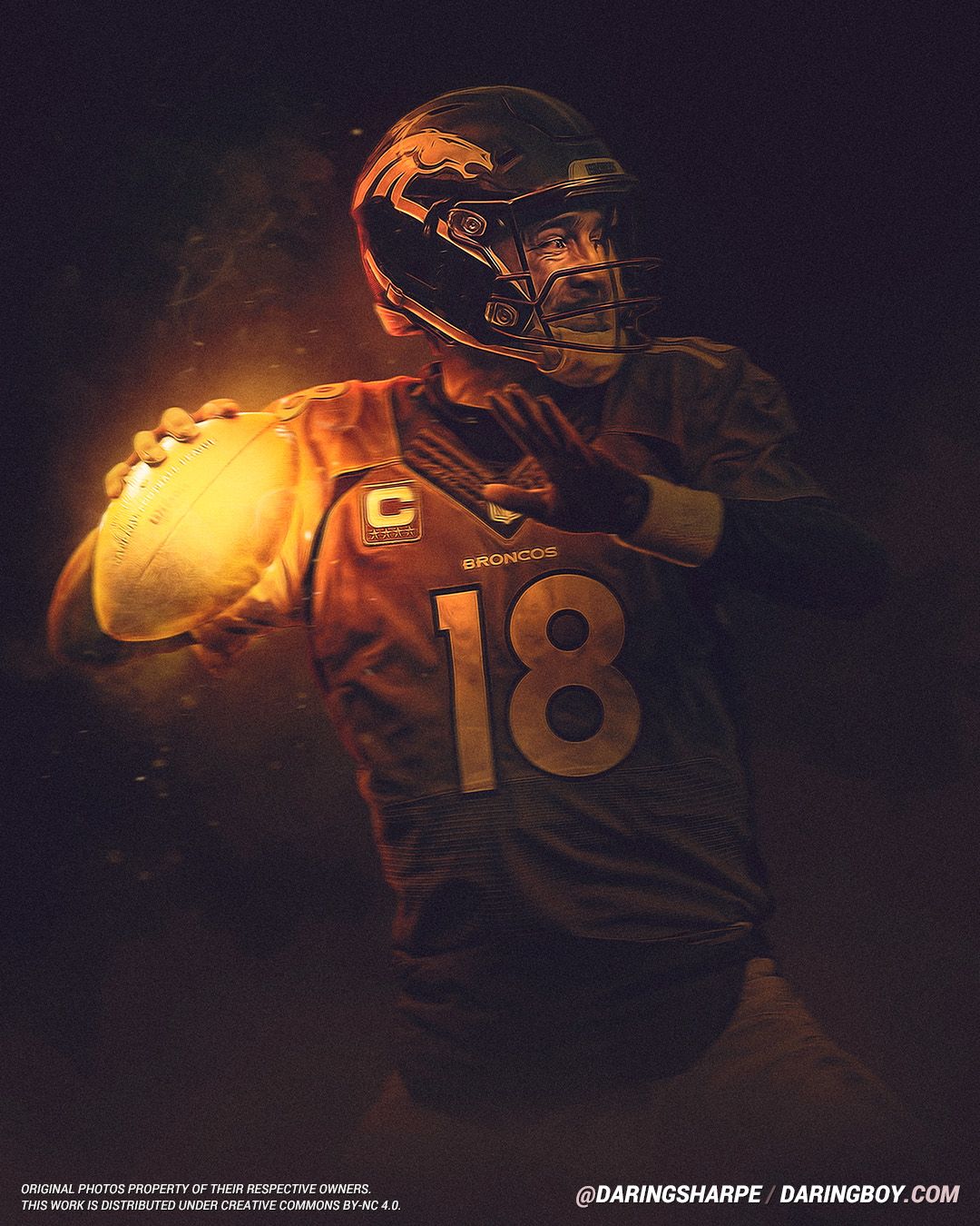 Denver Broncos Peyton Manning #18 Poster For Fans poster canvas ...