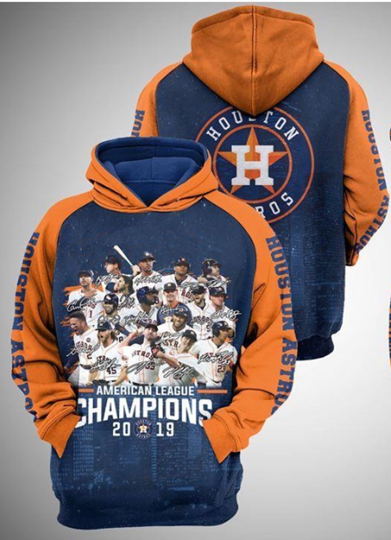 Houston Astros 2019 Al Champions Players Signed 3D T Shirt Hoodie Sweater