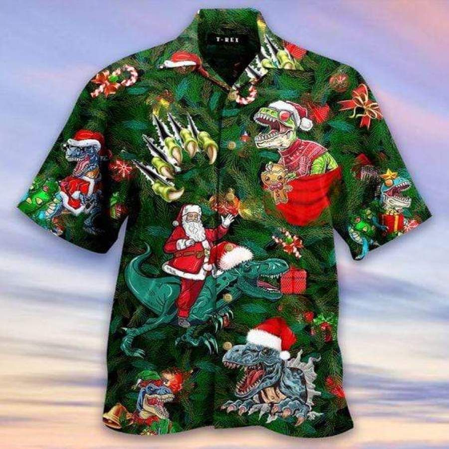 Hawaii Aloha Shirts Dinosaur Enjoy Christmas Ha75526