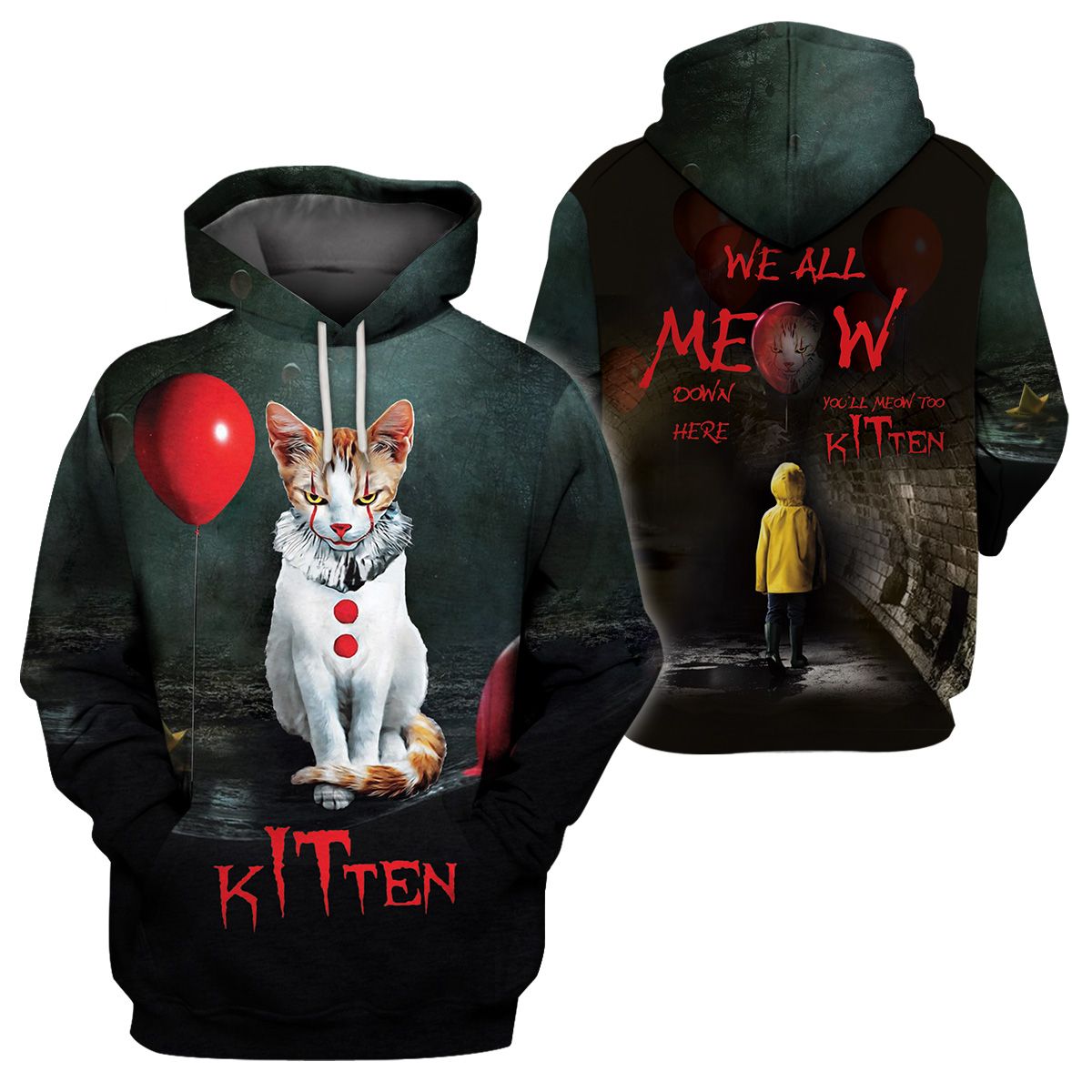 3D All-Over Printed Apparels “We All Meow Down Here – Kitten” (Av-Nq92)