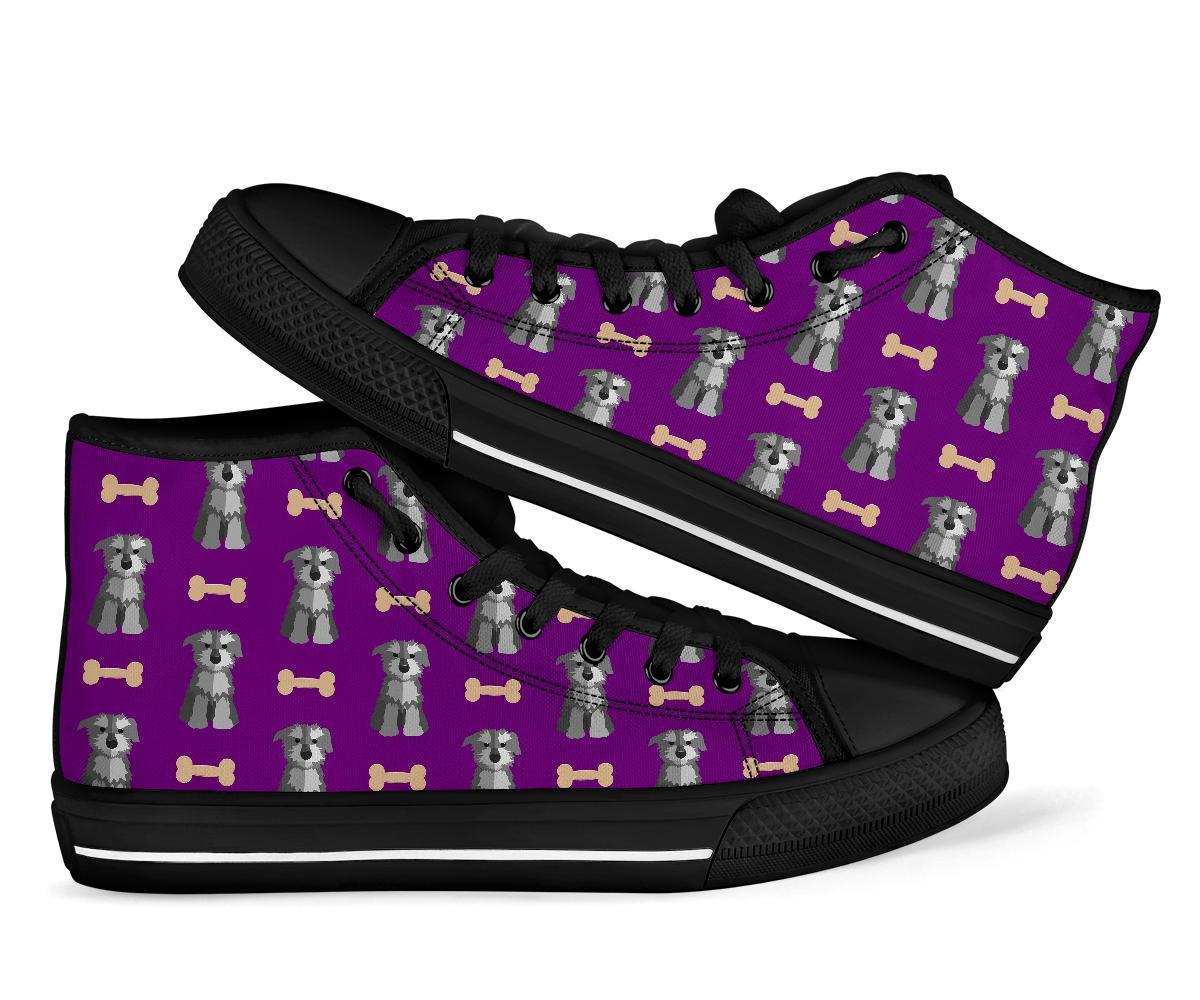 Dog Puppy Schnauzer Print Pattern Men Women’S High Top Shoes