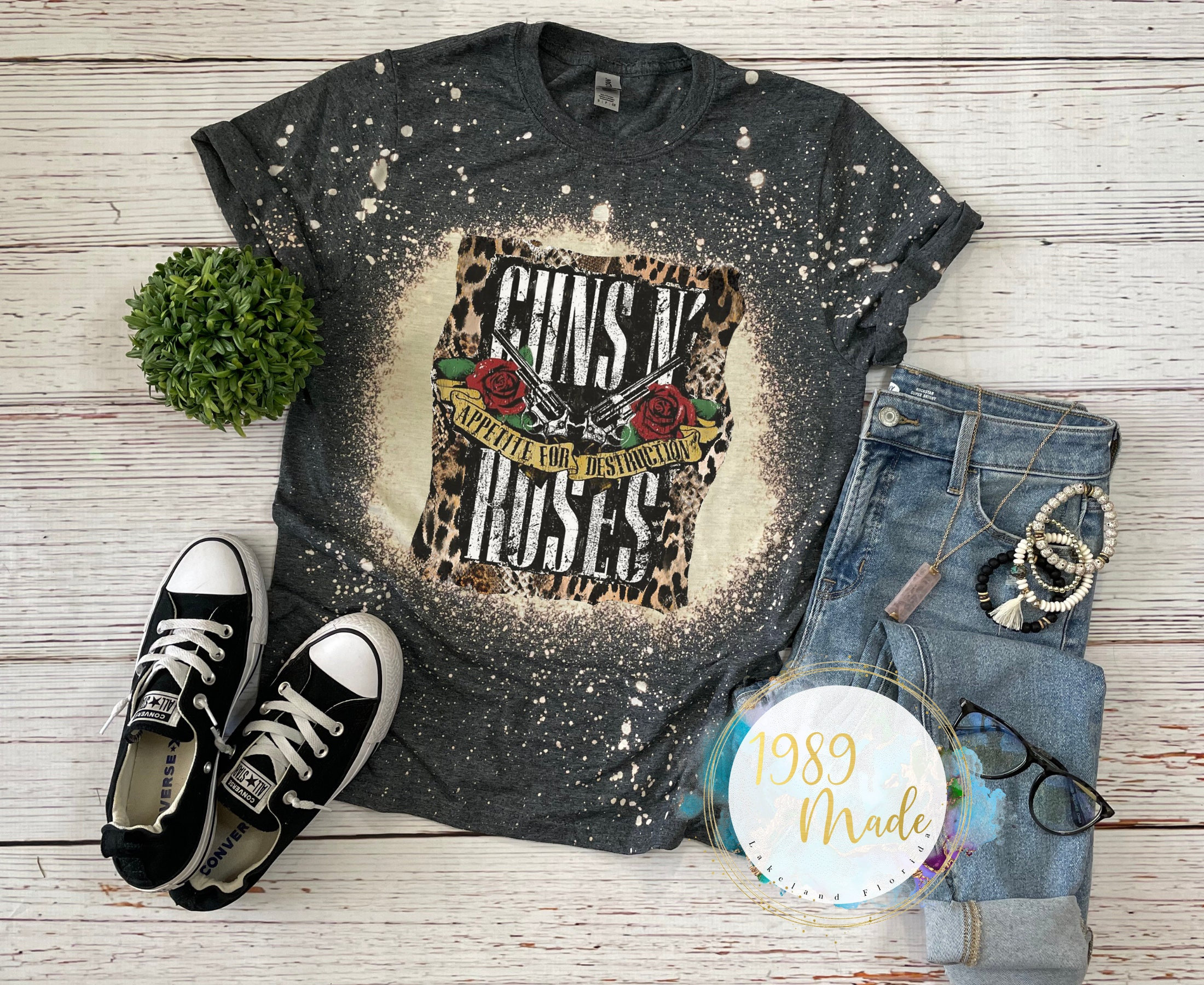 Roses Band Bleached Band Tee, Vintage Band T-Shirt