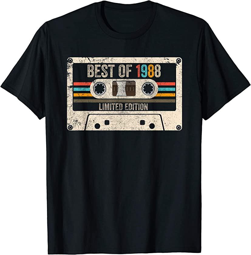 Best Of 1988 Limited Edition Vintage Cassette 33rd Birthday T-Shirt