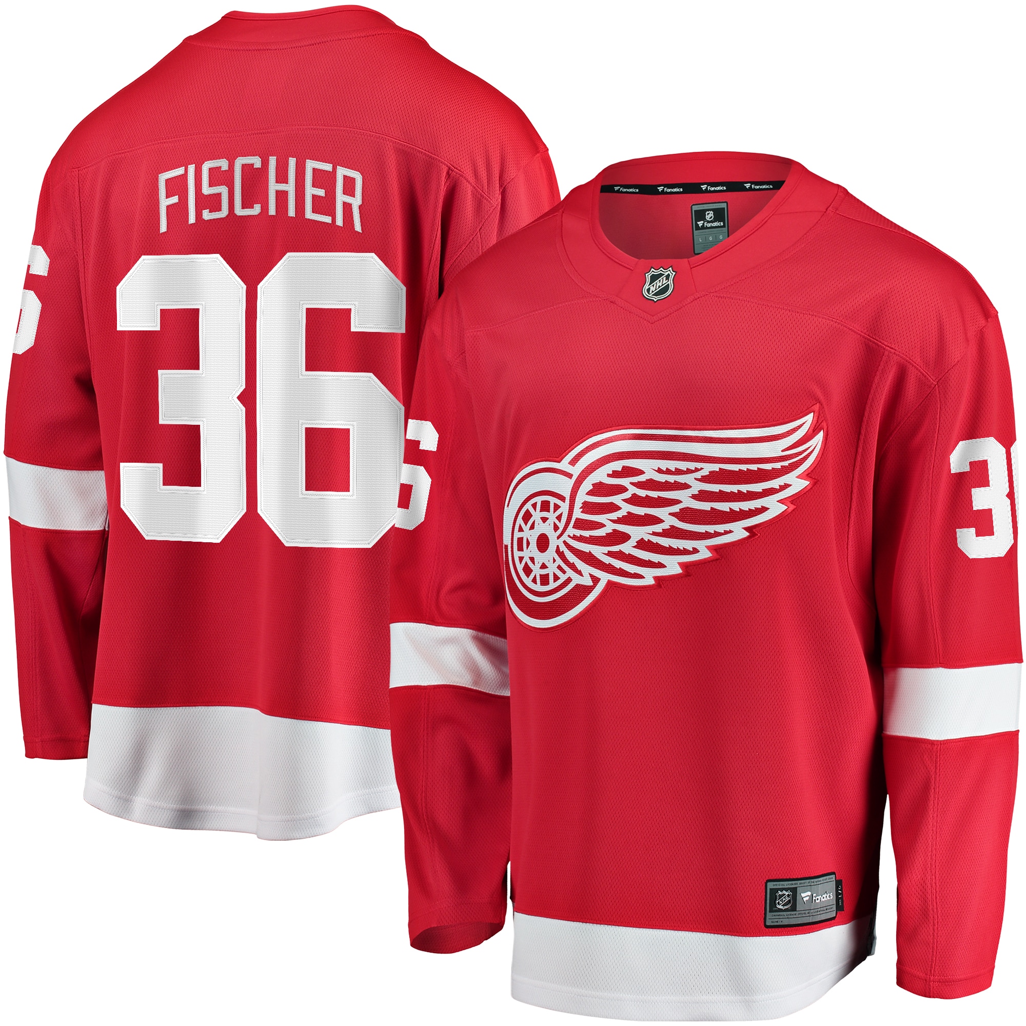 Christian Fischer Detroit Red Wings Branded Home Breakaway Jersey – Red