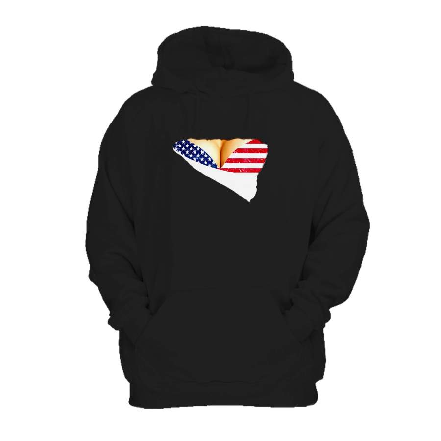 3d Funny Fake Naked Big Chest Bra American Flag Boob Women Hoodie