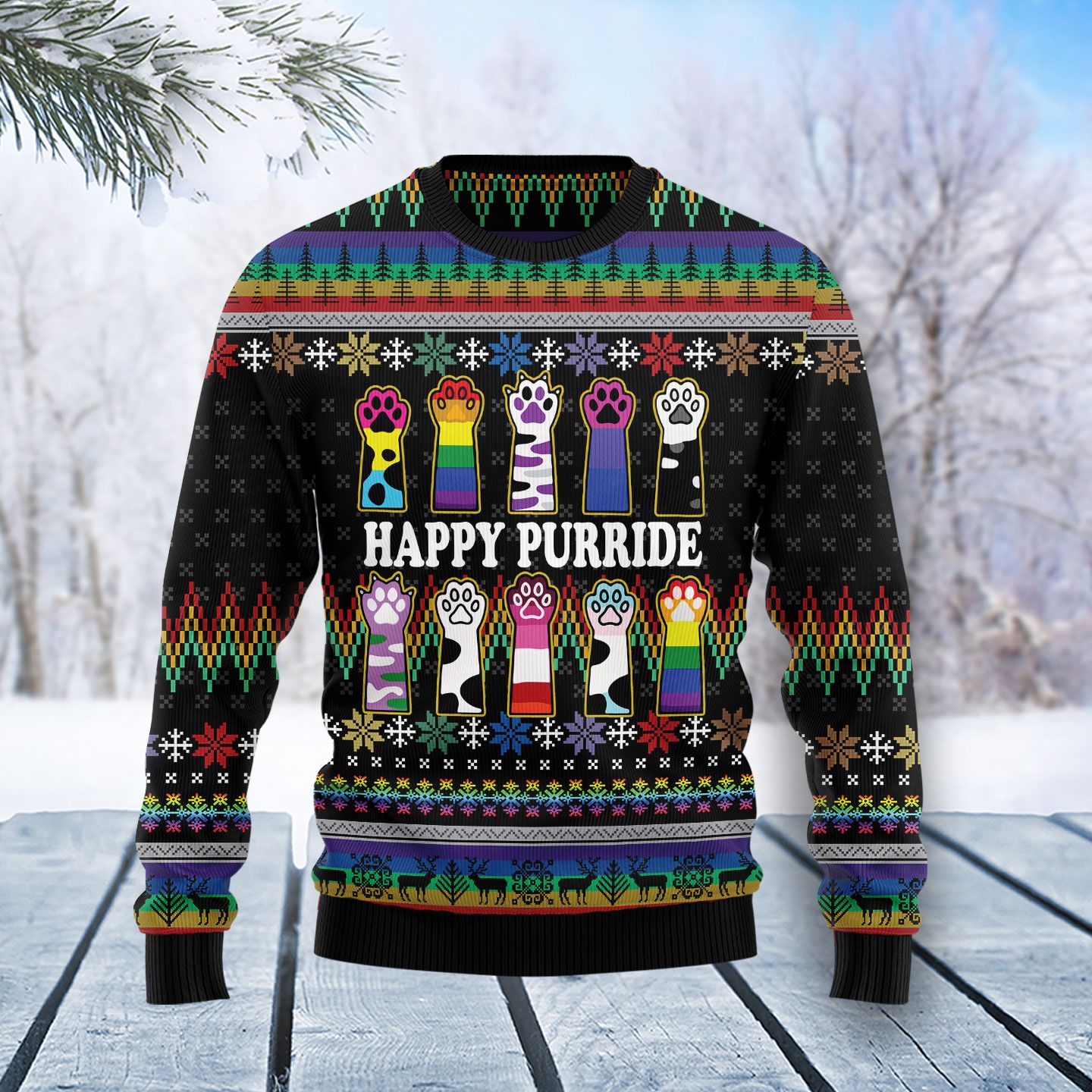 Cat Lgbt Color Ugly Christmas Sweater | For Men & Women | Adult | Us5810