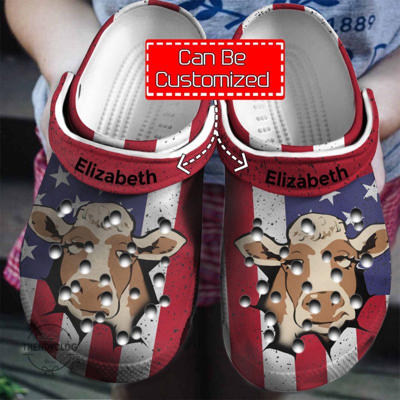 Animal Patriotic Cow Inside Me Personalized Clogs Shoes