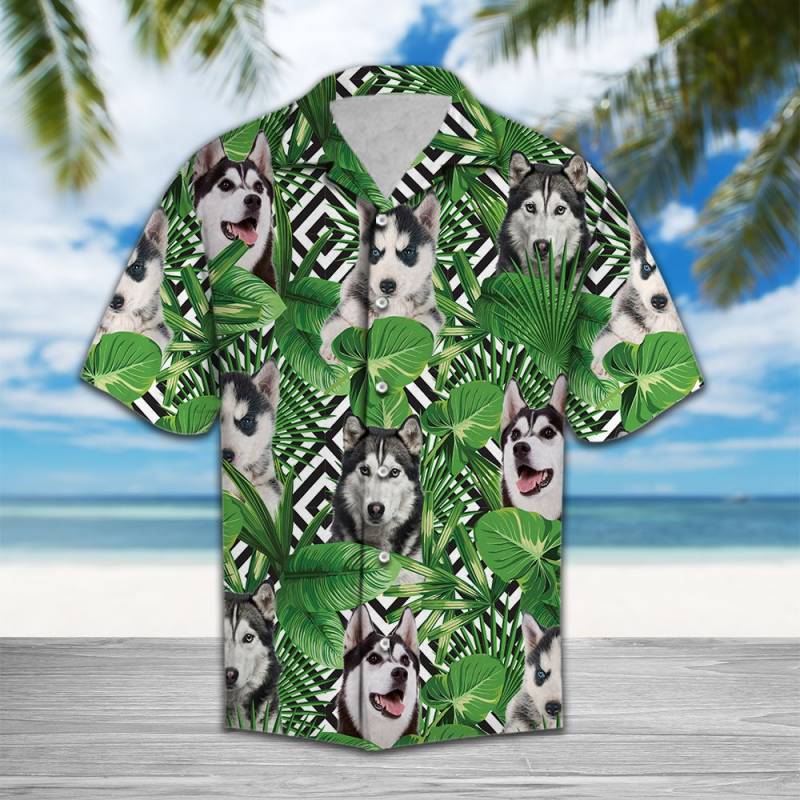 Summer Exotic Jungle Tropical Siberian Husky Hawaiian Shirt Ha73212