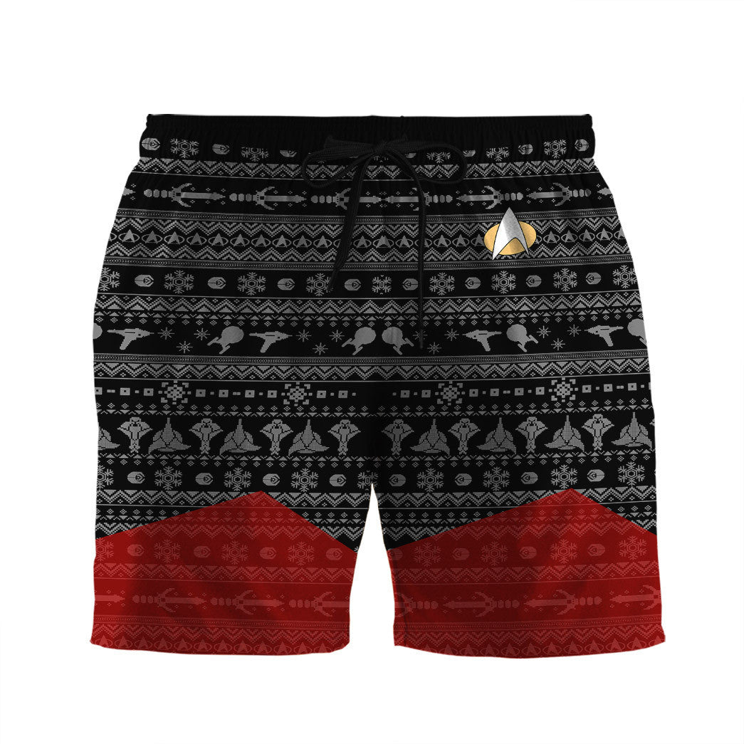 3D S.T The Next Generation 1987 Red Ugly Christmas Custom Men Shorts