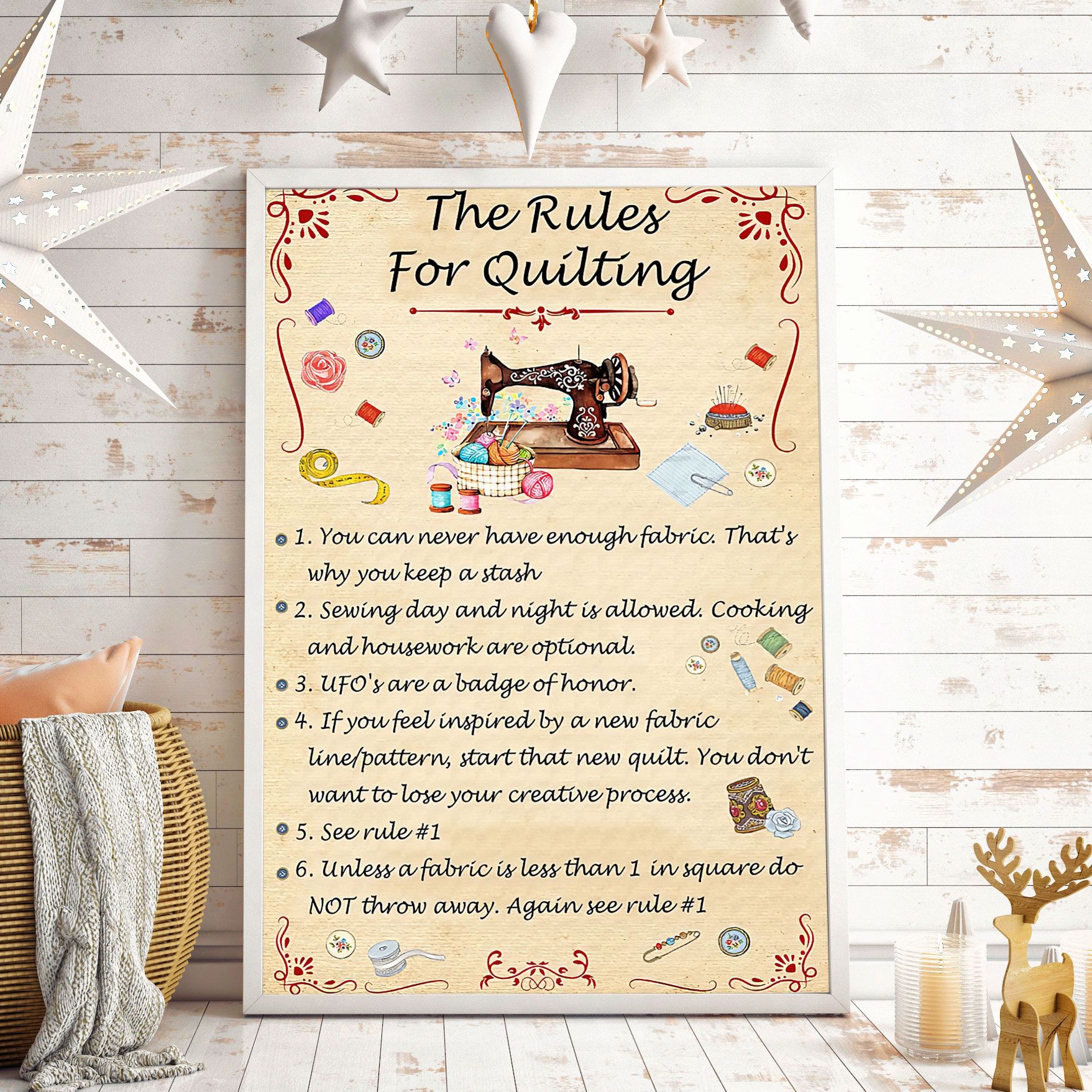 The Rules For Quilting Vertical Poster Poster Art Design