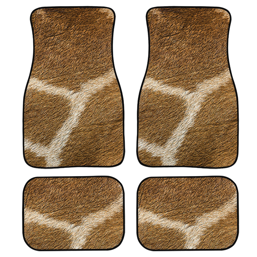 Brown Giraffe Print Front And Back Car Floor Mats, Front Car Mat