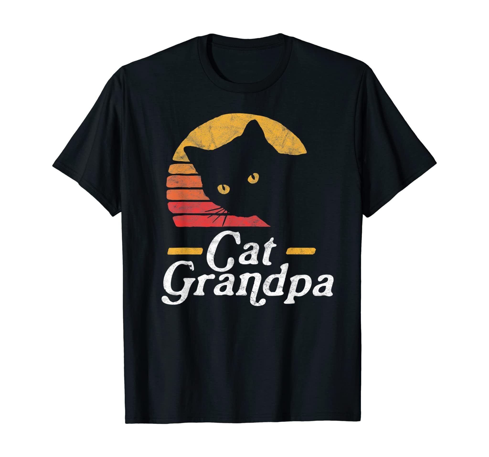 Cat Grandpa Vintage Eighties Style Cat Retro Distressed T-Shirt