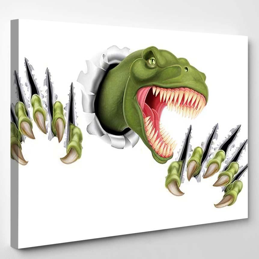 Tyrannosaurus Rex T Dinosaur Scratching Ripping – Dinosaur Animals Canvas Print