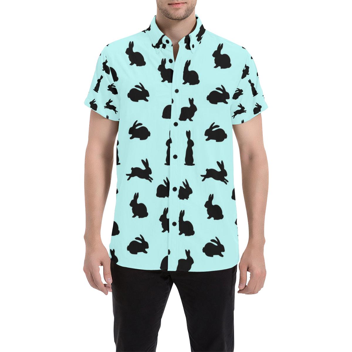 Rabbit Pattern Print Design Rb010 Men Button Up Shirt