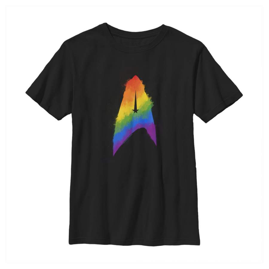 Star Trek Boy’s Discovery Rainbow Starfleet Emblem  T Shirt