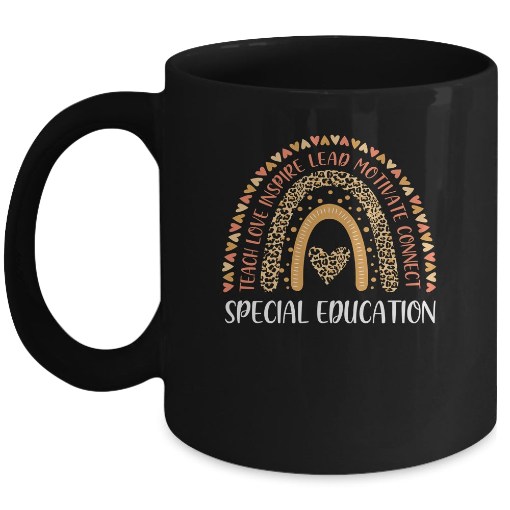 Sped Special Education Teacher Leopard Rainbow Mug