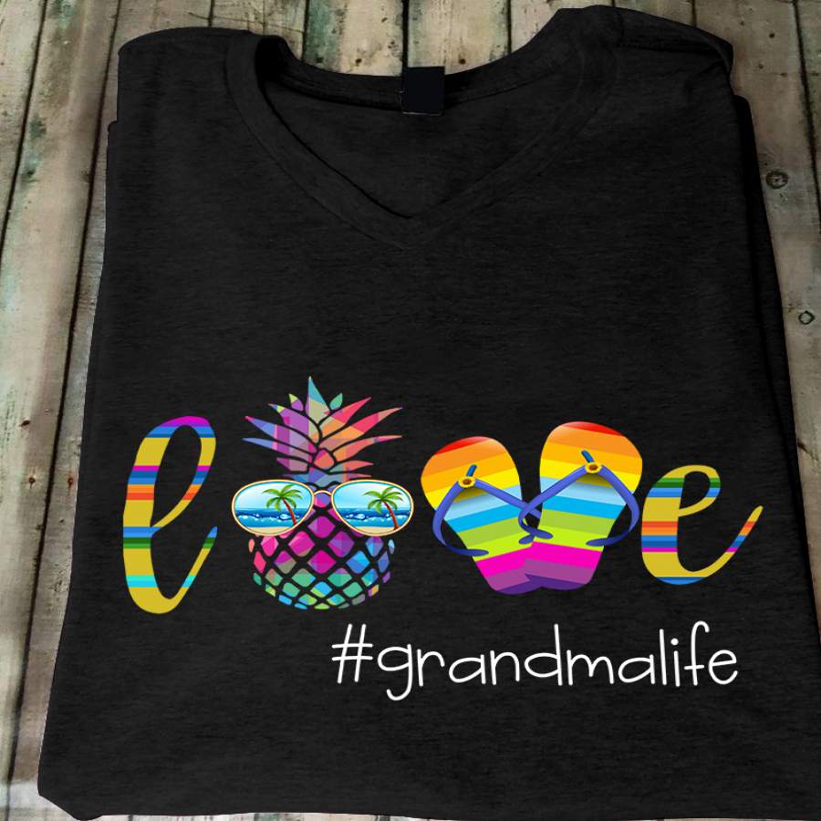 Personalized Love Grandma Life Summer V-Neck Shirt