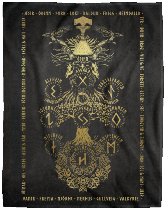 200207004Ads Yggdrasil Norse Mythology Gold Blanket