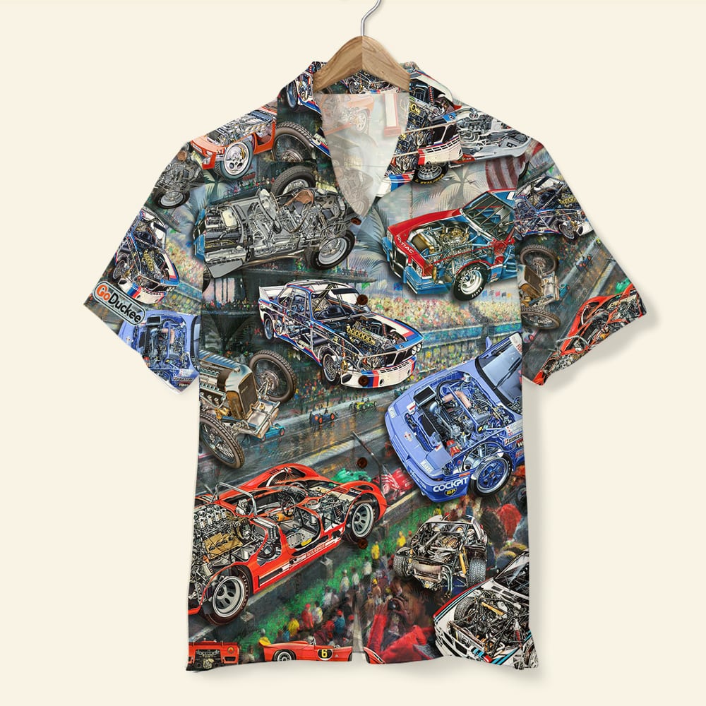 Car Racing Cutaway Hawaii Shirt And Gift For Race Track Background Ha98679