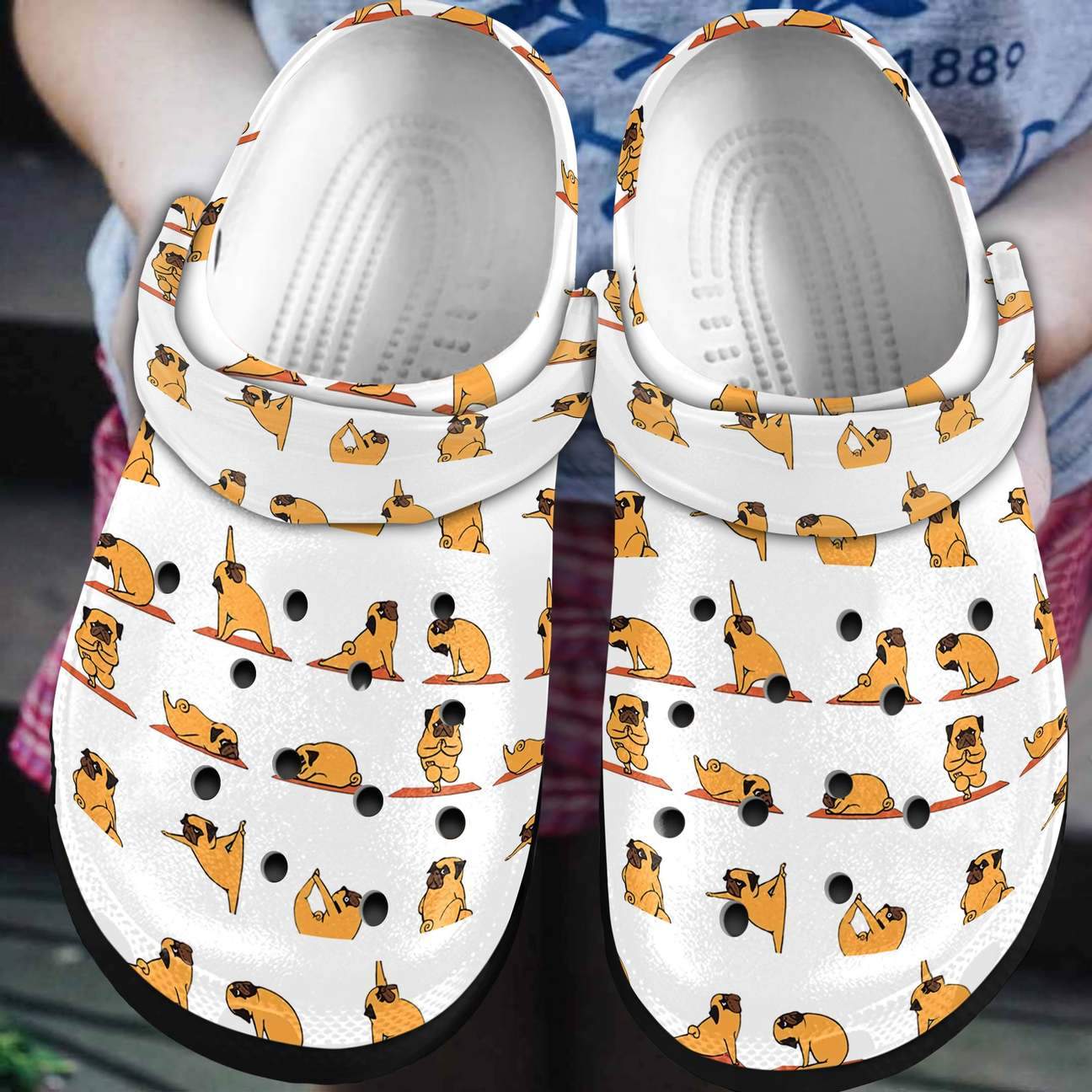 Pug Personalized Clog, Custom Name, Text, Color, Number Fashion Style For Women, Men, Kid, Print 3D Yoga Poses