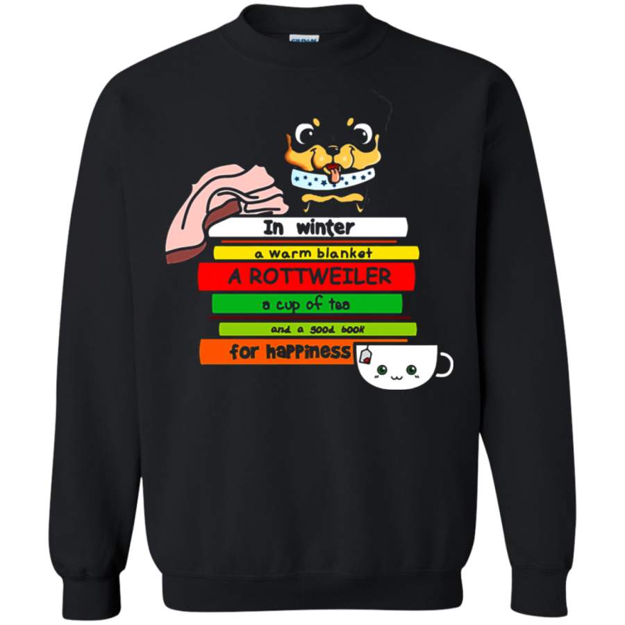 AGR In Winter A Rottweiler Book And Tea For Happiness Sweatshirt