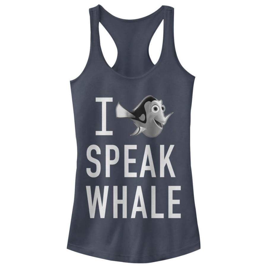 Finding Dory Junior’s I Speak Whale  Racerback Tank Indigo S