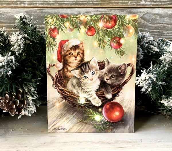 Christmas Kittens – Lighted Tabletop Canvas