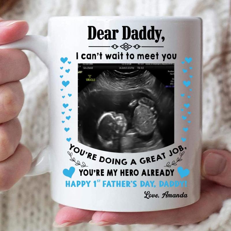 Personalized Happy 1St Father’S Day From The Bump Sonogram Mug – Gift For Daddy To Be